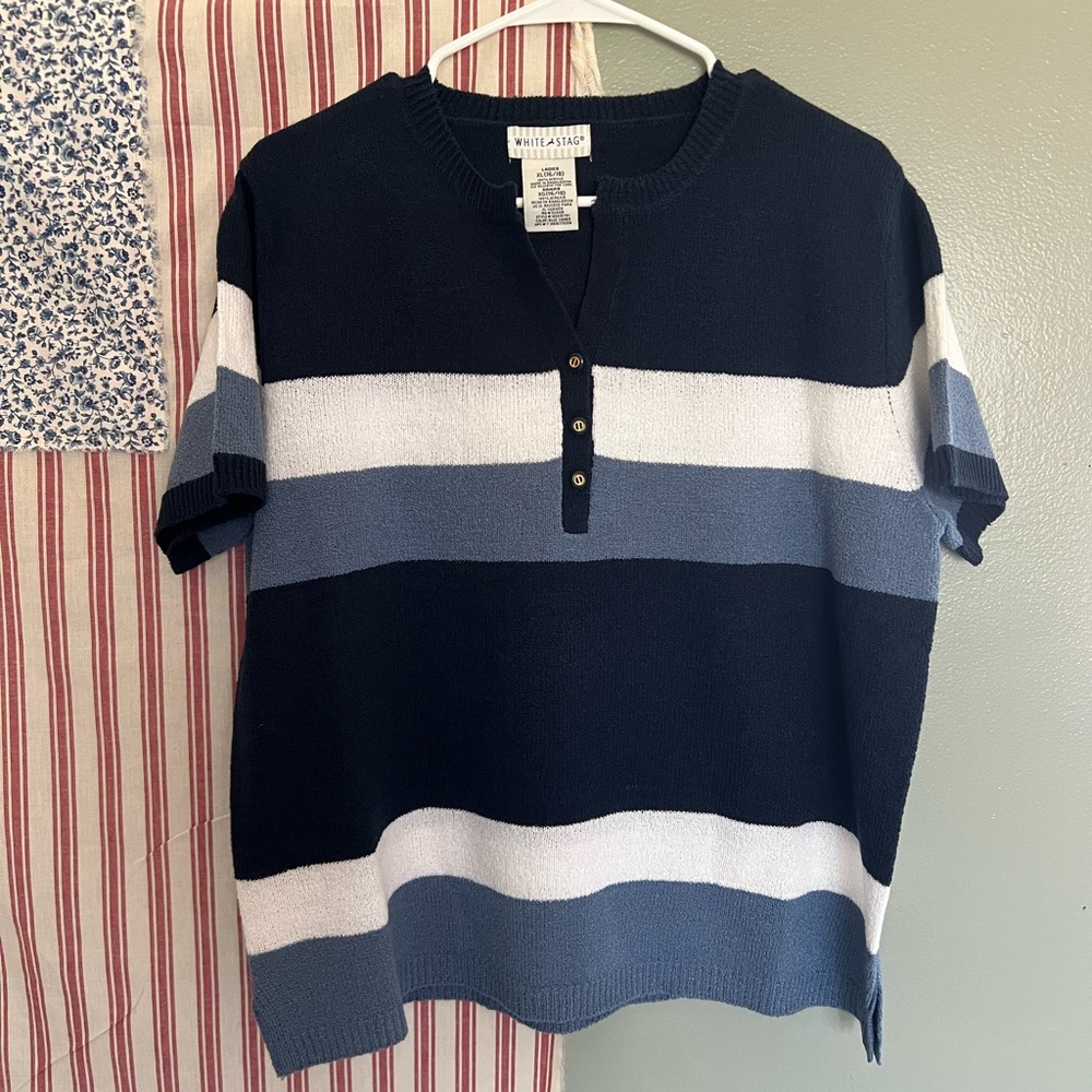 Striped Short Sleeve Sweater